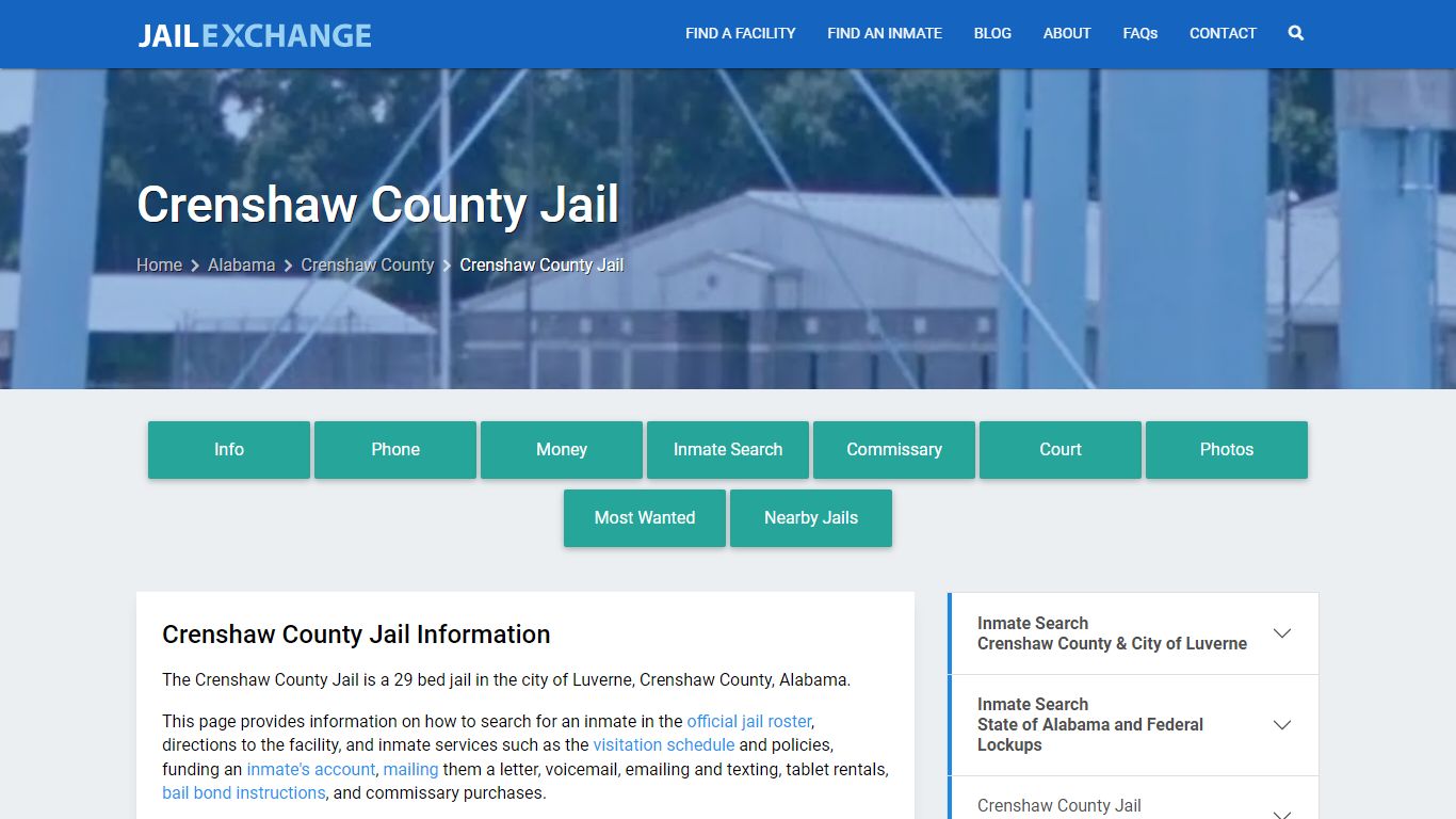 Crenshaw County Jail, AL Inmate Search, Information